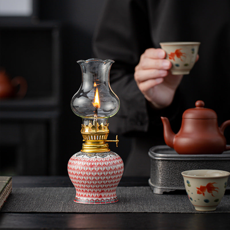 Small traditional Chinese ceramic butter lamps